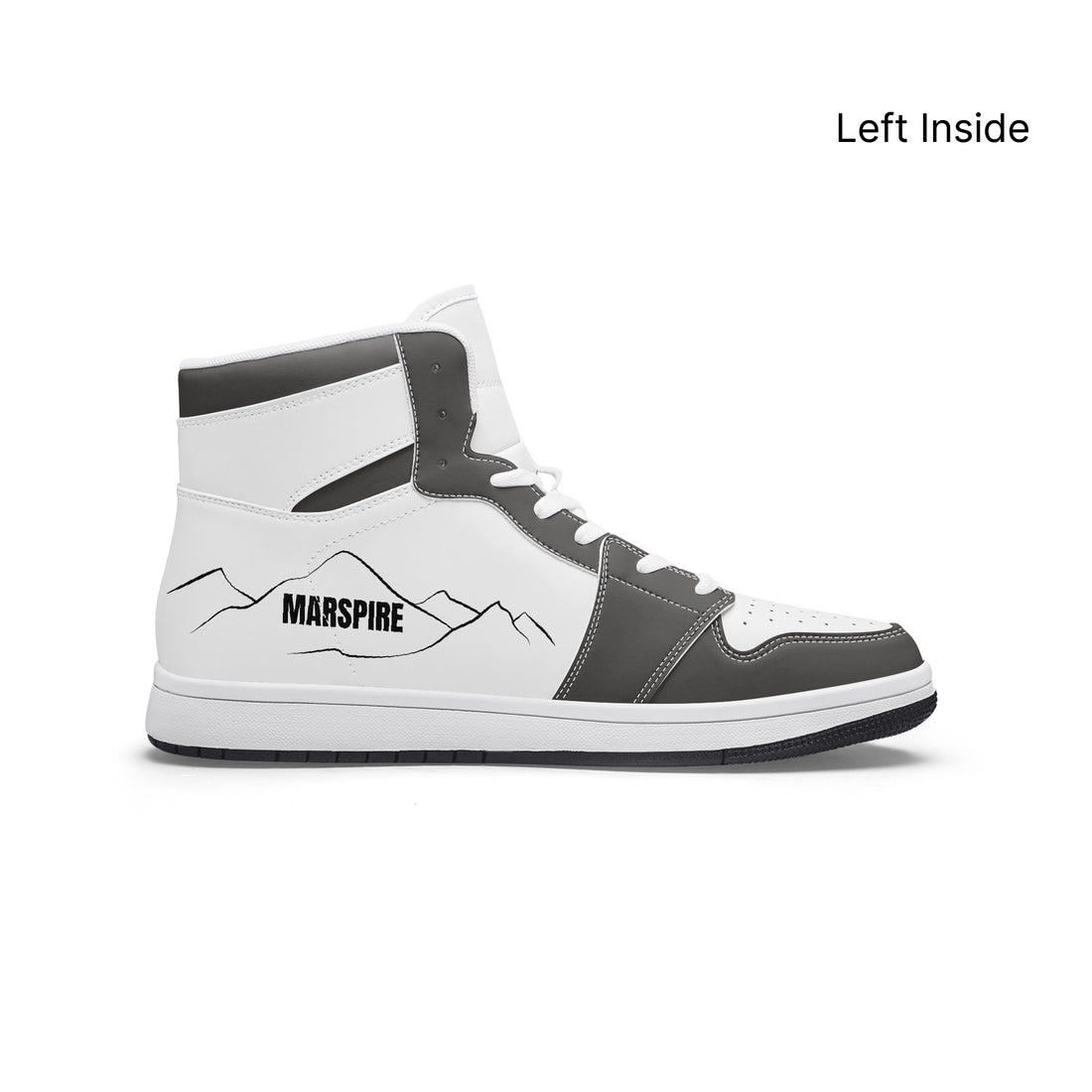 side view of high-top leather sneakers
