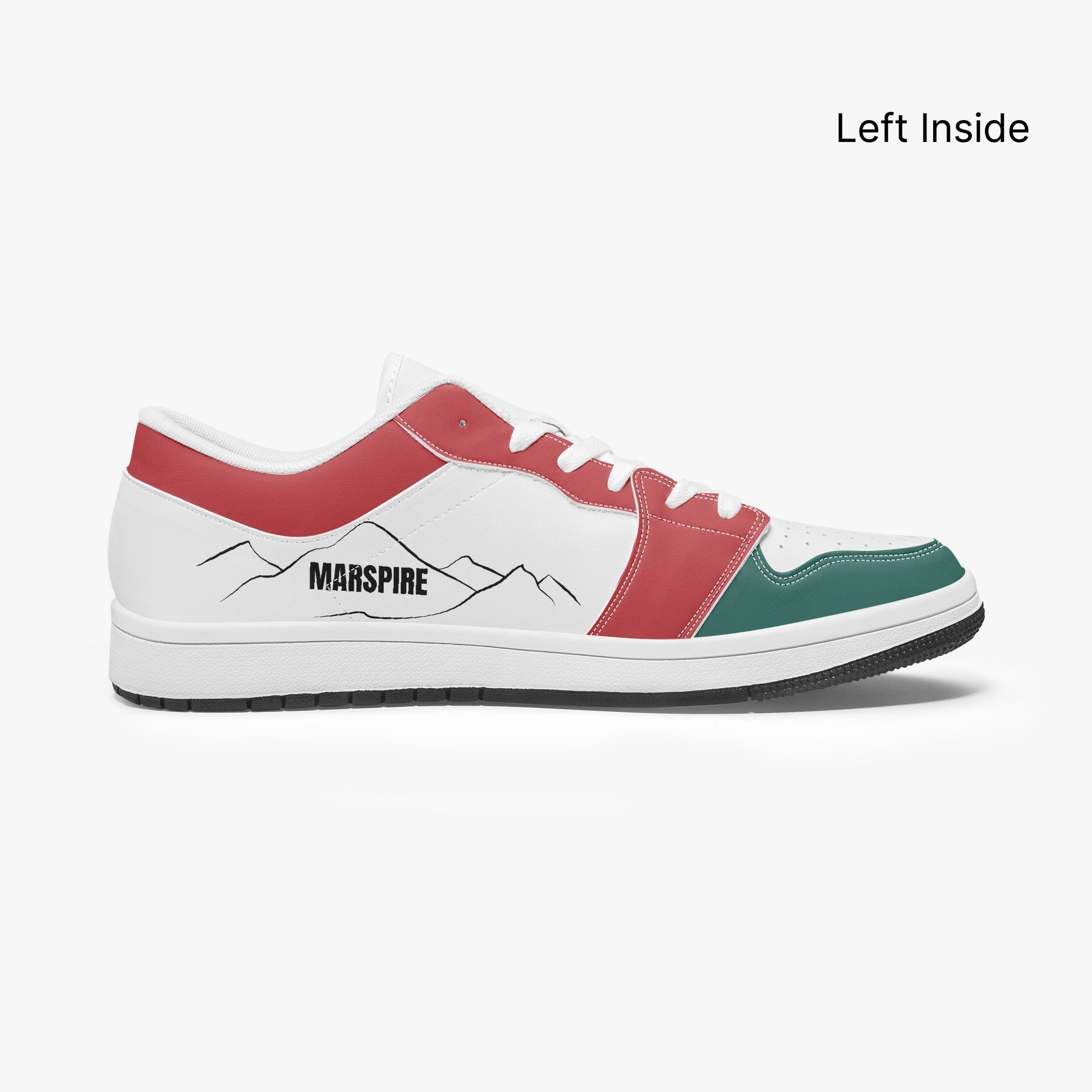 left inside view of low-top sneakers - white