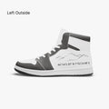 side view of high-top leather sneakers
