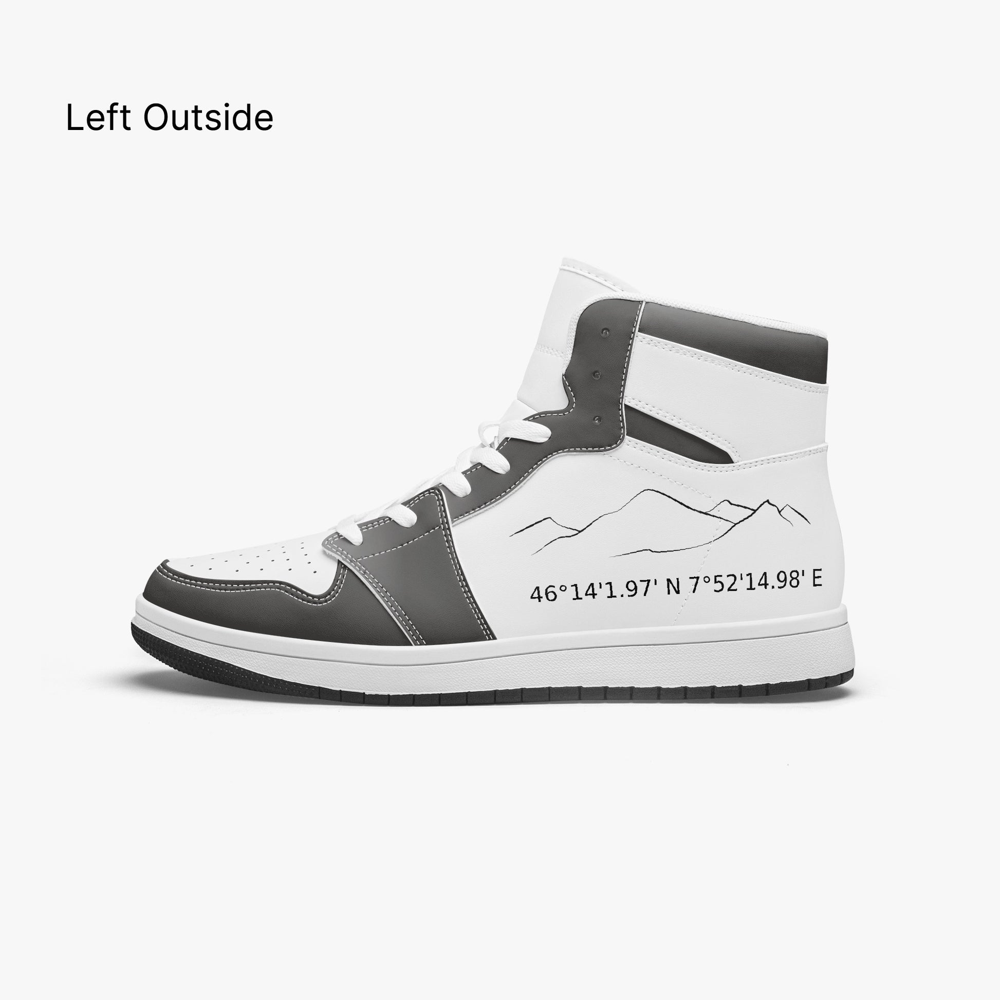 side view of high-top leather sneakers