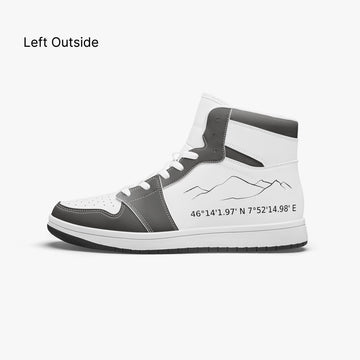 side view of high-top leather sneakers