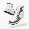 pair of high-top leather sneakers - angle view