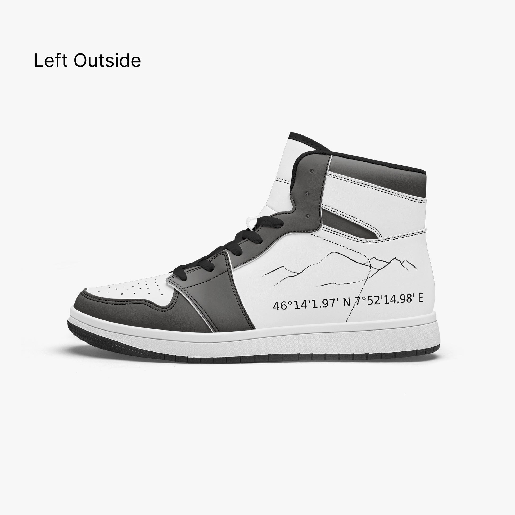 left outside of high-top leather sneakers