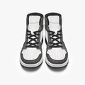 pair of black & white high-top leather sneakers