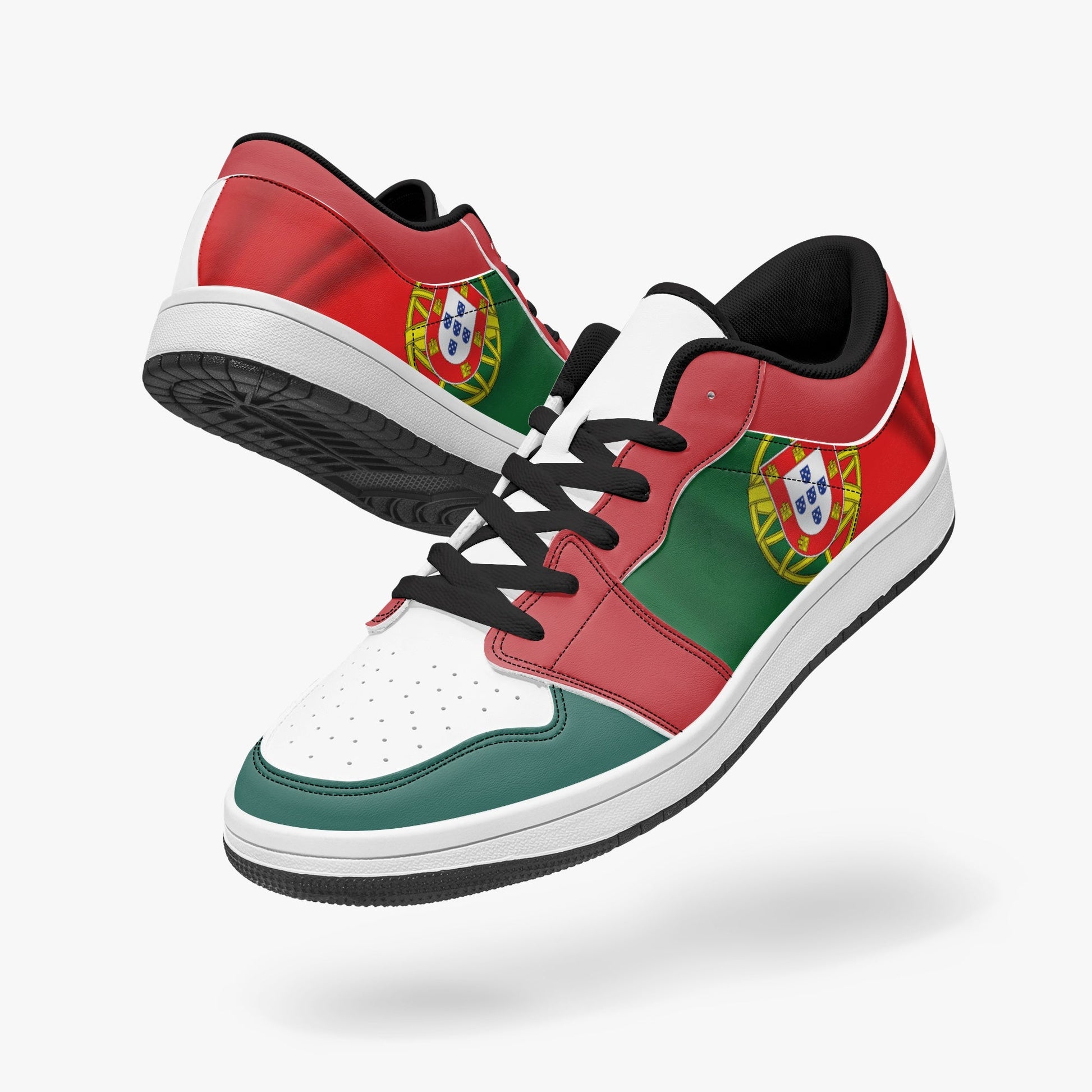front and back view of low-top sneakers - black