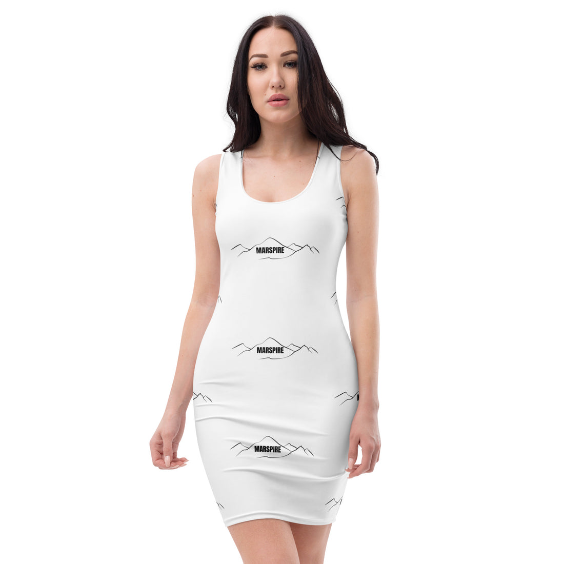 woman wearing white bodycon dress