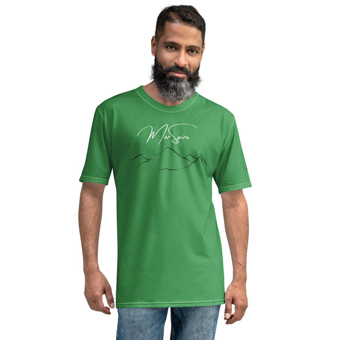man wearing crewneck T-shirt