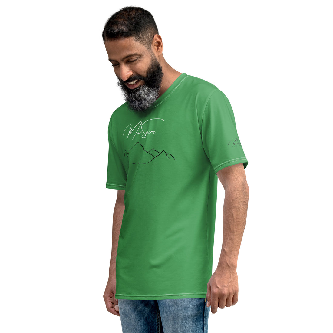 man wearing crewneck T-shirt