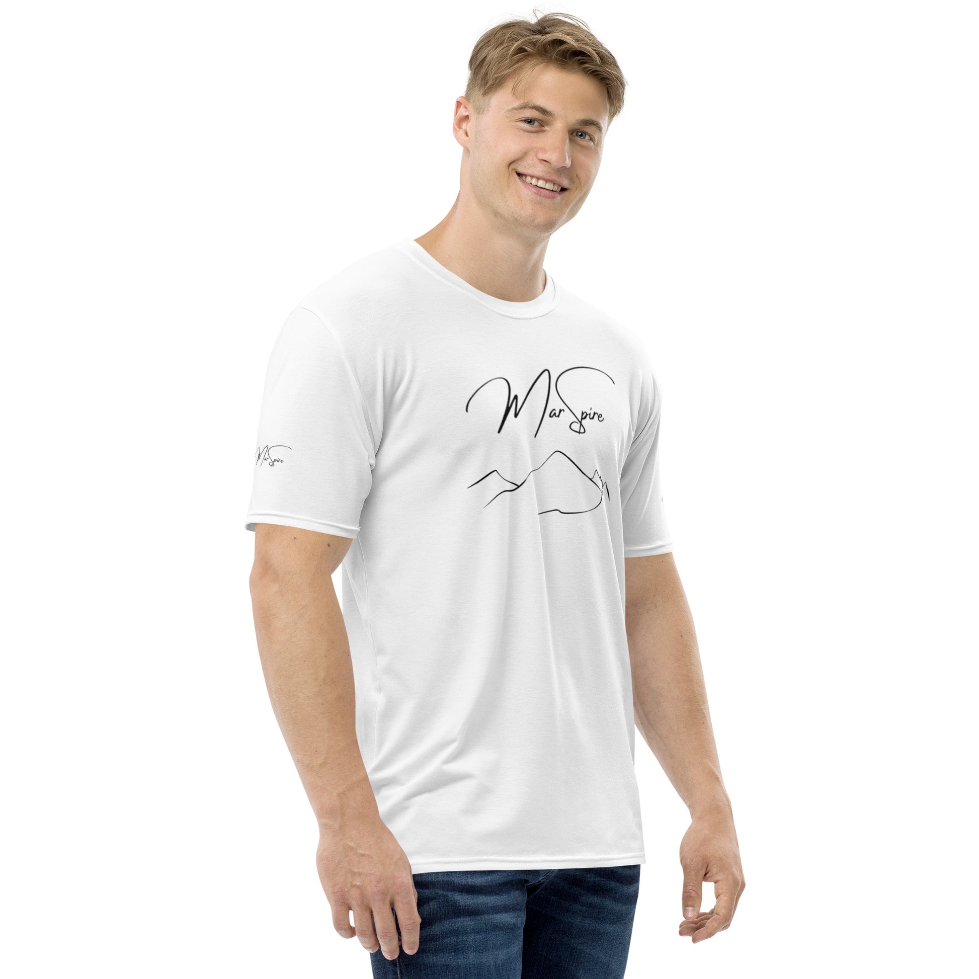 smiling man wearing short sleeve t-shirt