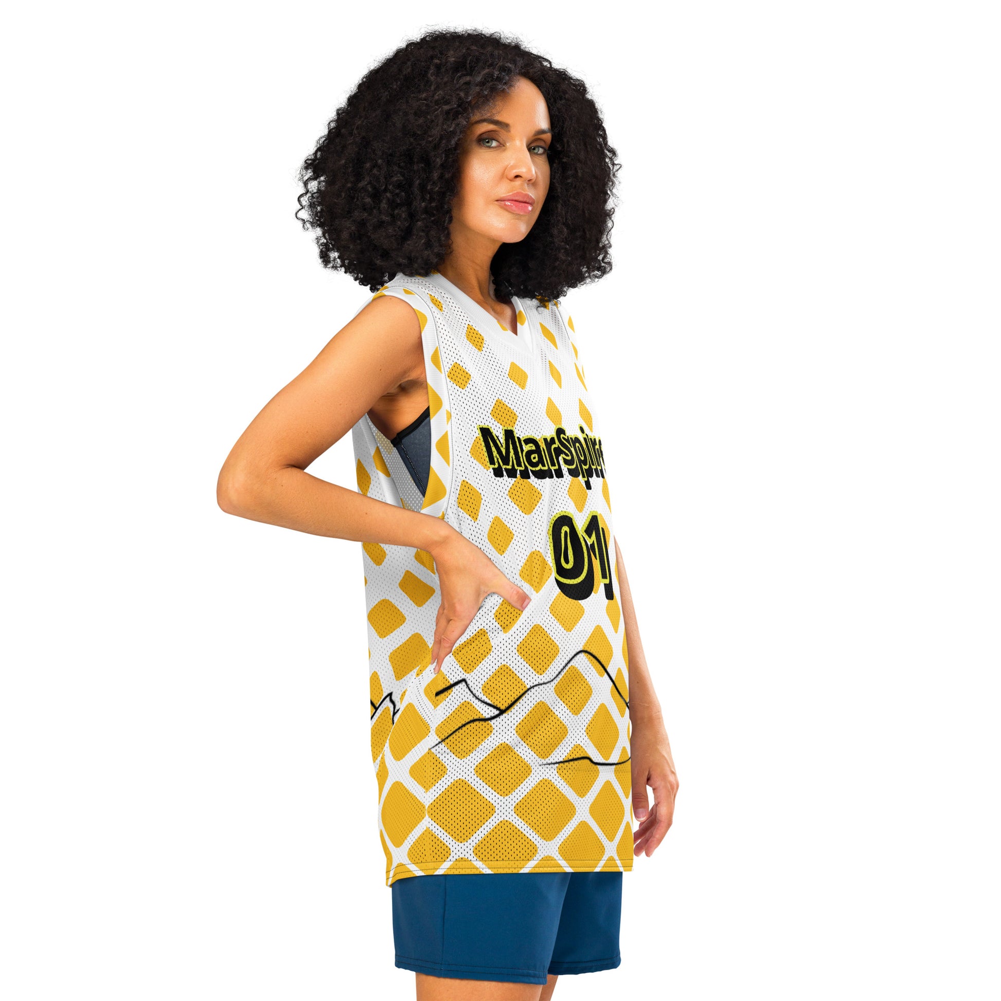 side view of retro basketball jerseys