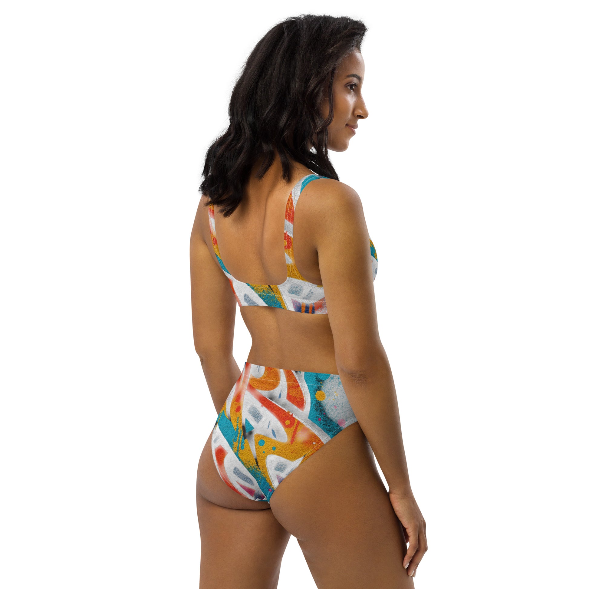 woman wearing retro high-waisted bikini