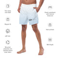 left view of mens white swim trunks