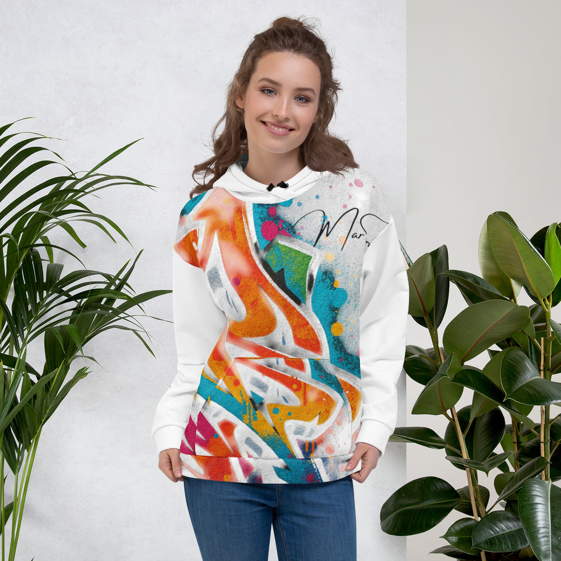 white hooded sweatshirt - back
