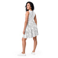 woman wearing white skater skirt - back