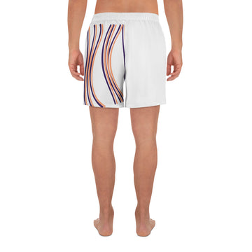 back view of person wearing long athletic shorts
