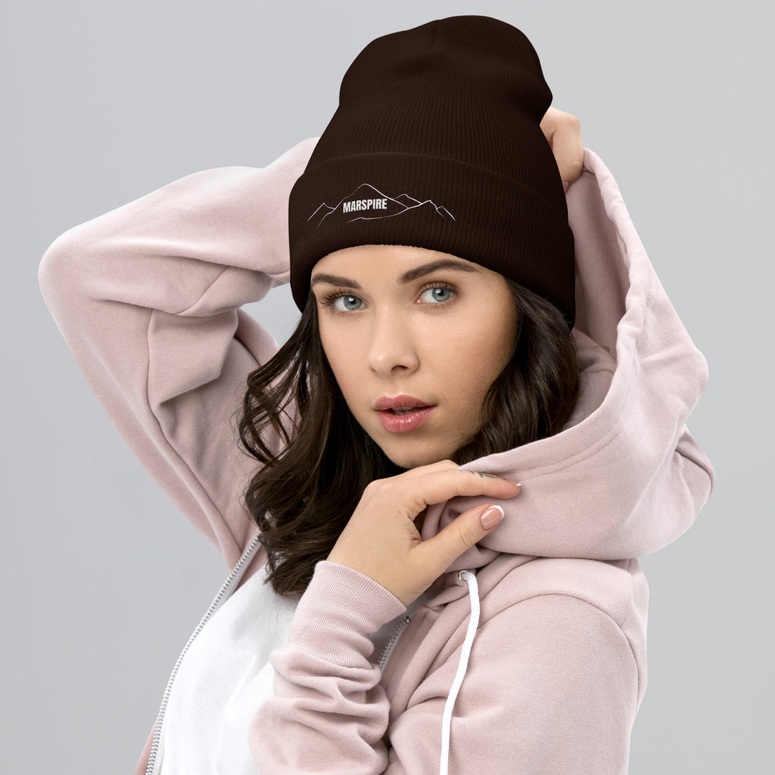 person wearing black beanie hat