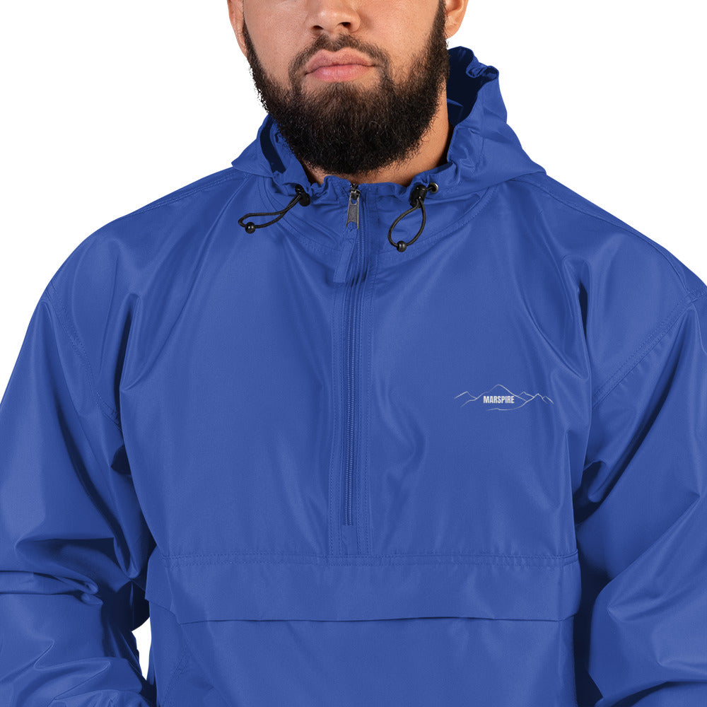 closeup of royal blue champion packable jacket
