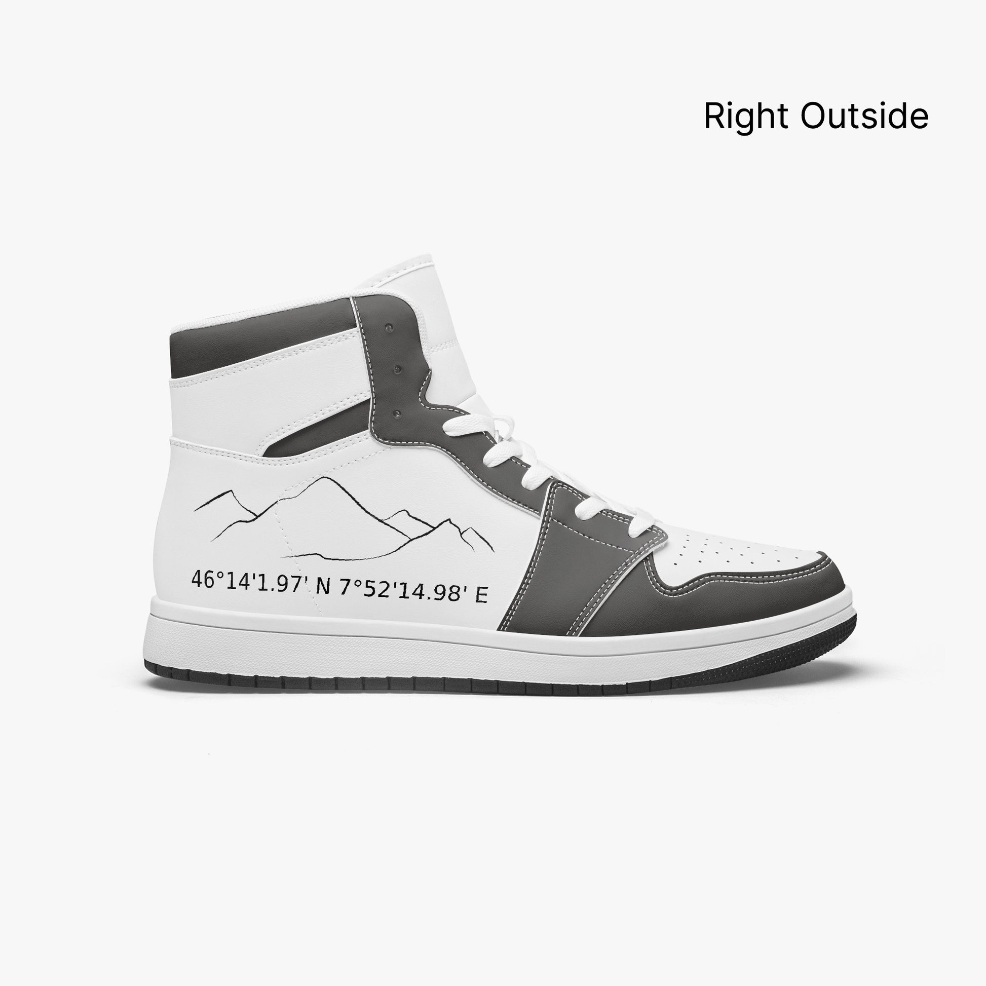right outside of high-top leather sneakers