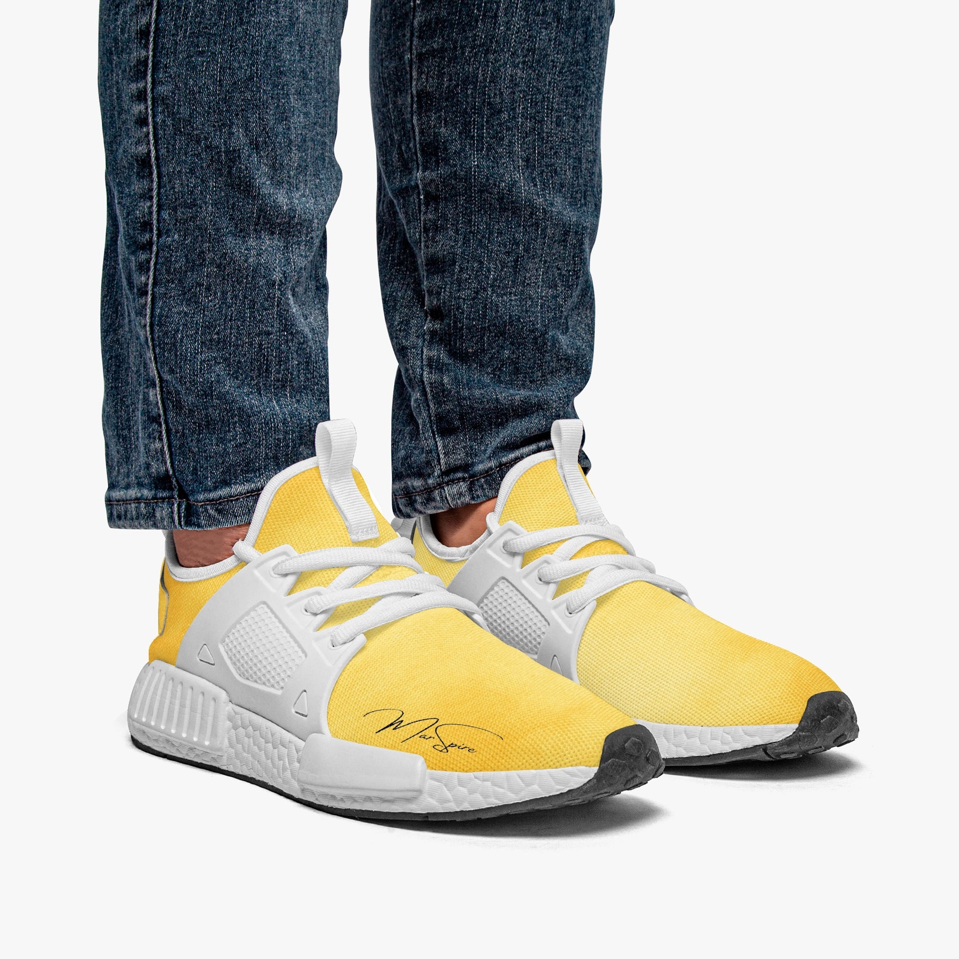 man wearing athletic sneakers