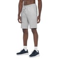 left view of heather grey mens fleece shorts