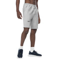 right view of heather grey mens fleece shorts