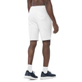 right-side back view of white mens fleece shorts