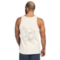 closeup back view of men's tank top - oatmeal