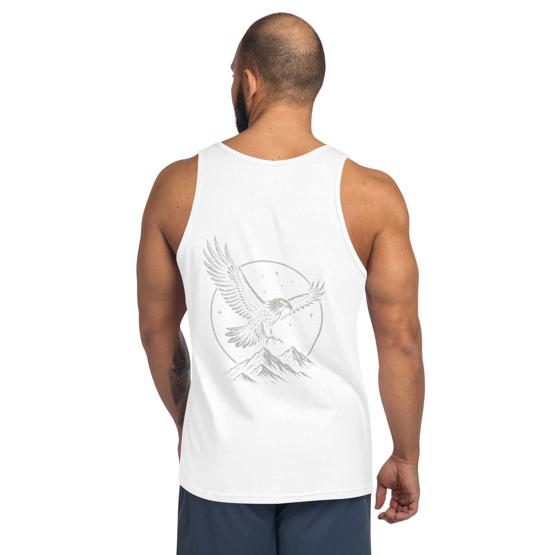 back view of men's tank top - white