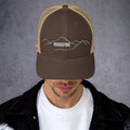 front view of brown & khaki mesh trucker cap