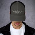 front view of charcoal & black mesh trucker cap