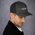 right view of cranberry mesh trucker cap
