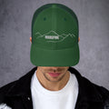 front view of evergreen mesh trucker cap