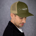 right view of moss & khaki mesh trucker cap
