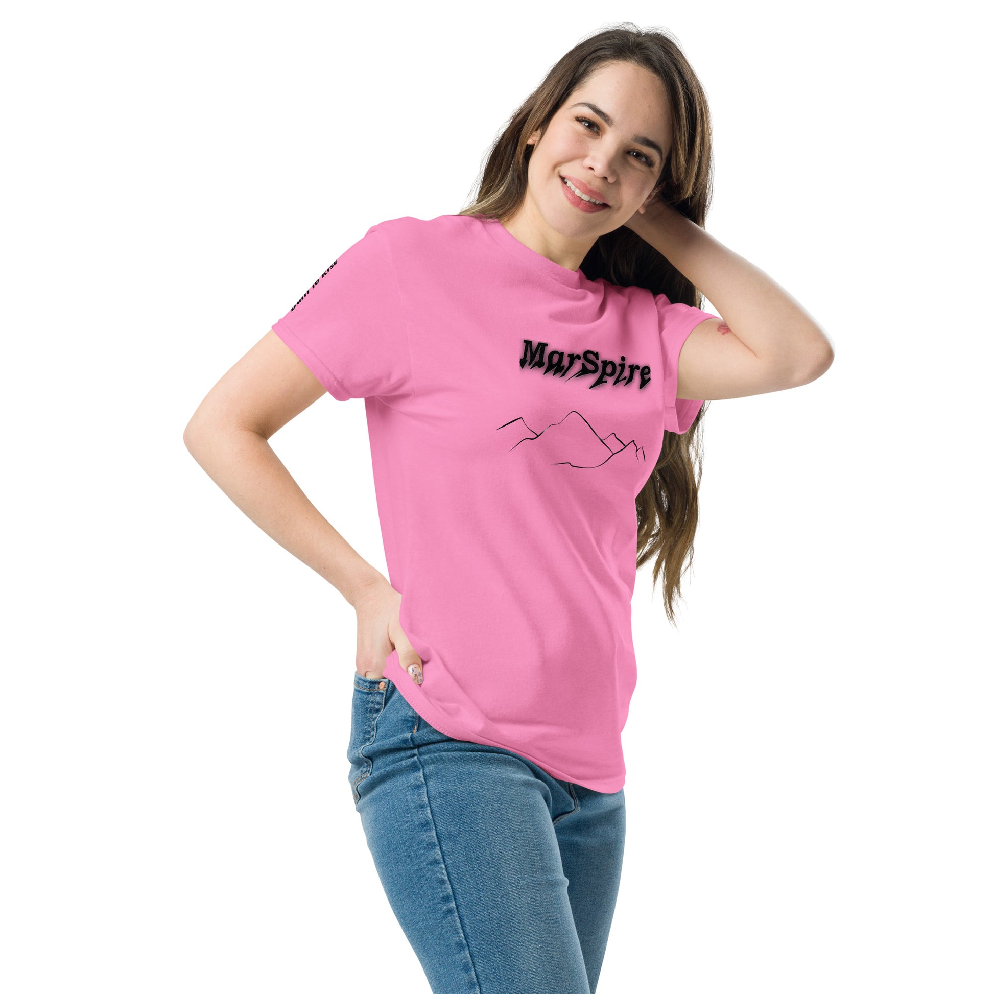 woman wearing azalea classic tee