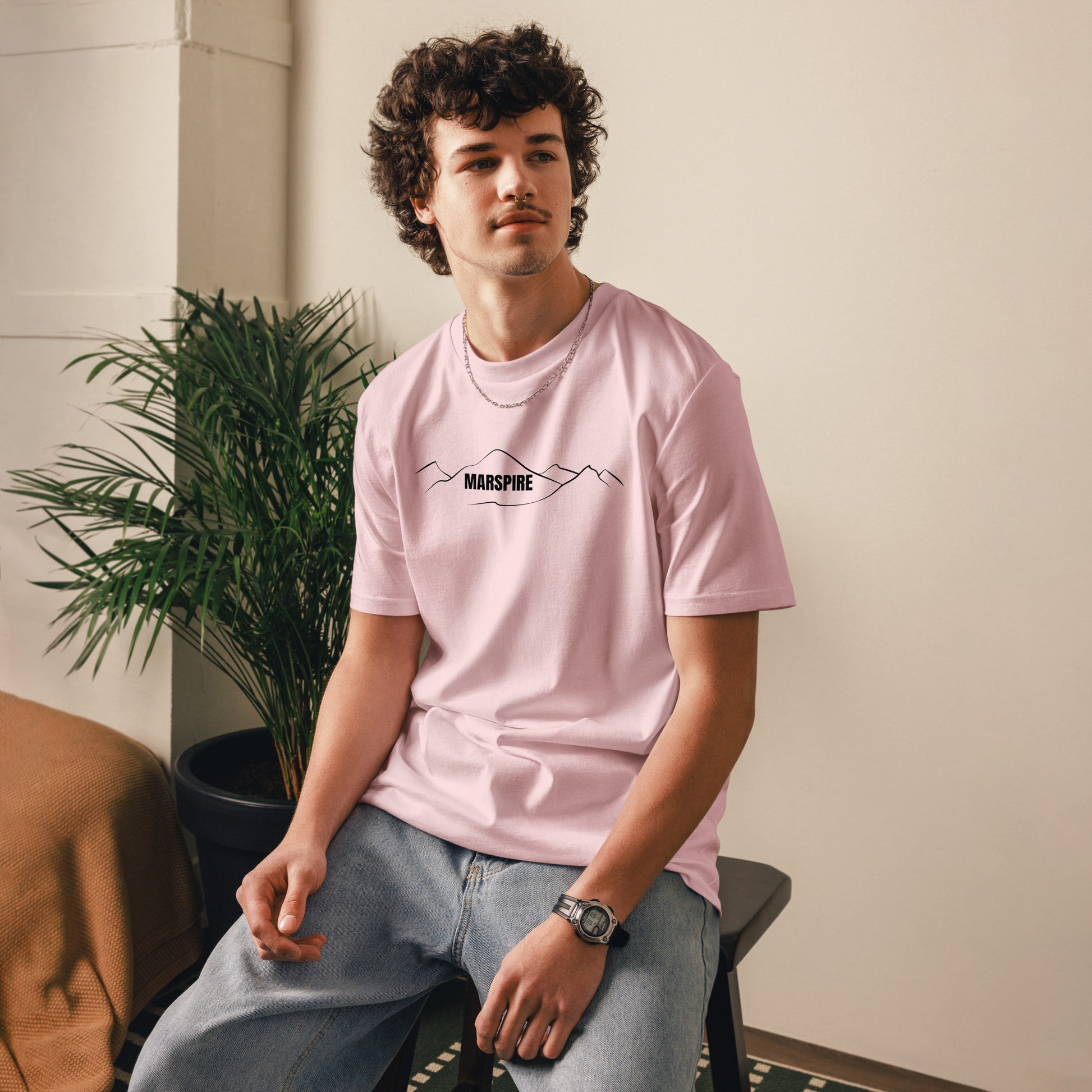 person wearing cotton pink cotton t-shirt
