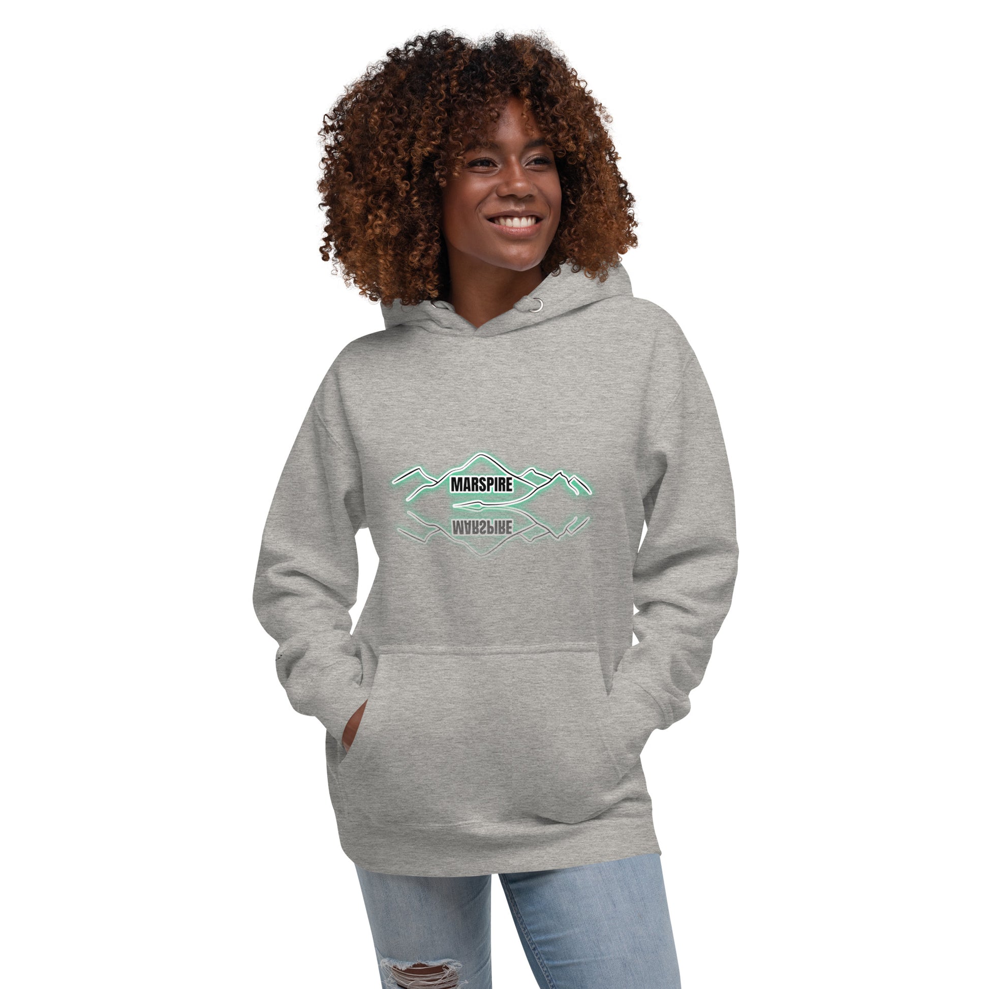 lightweight hoodie in grey - front view
