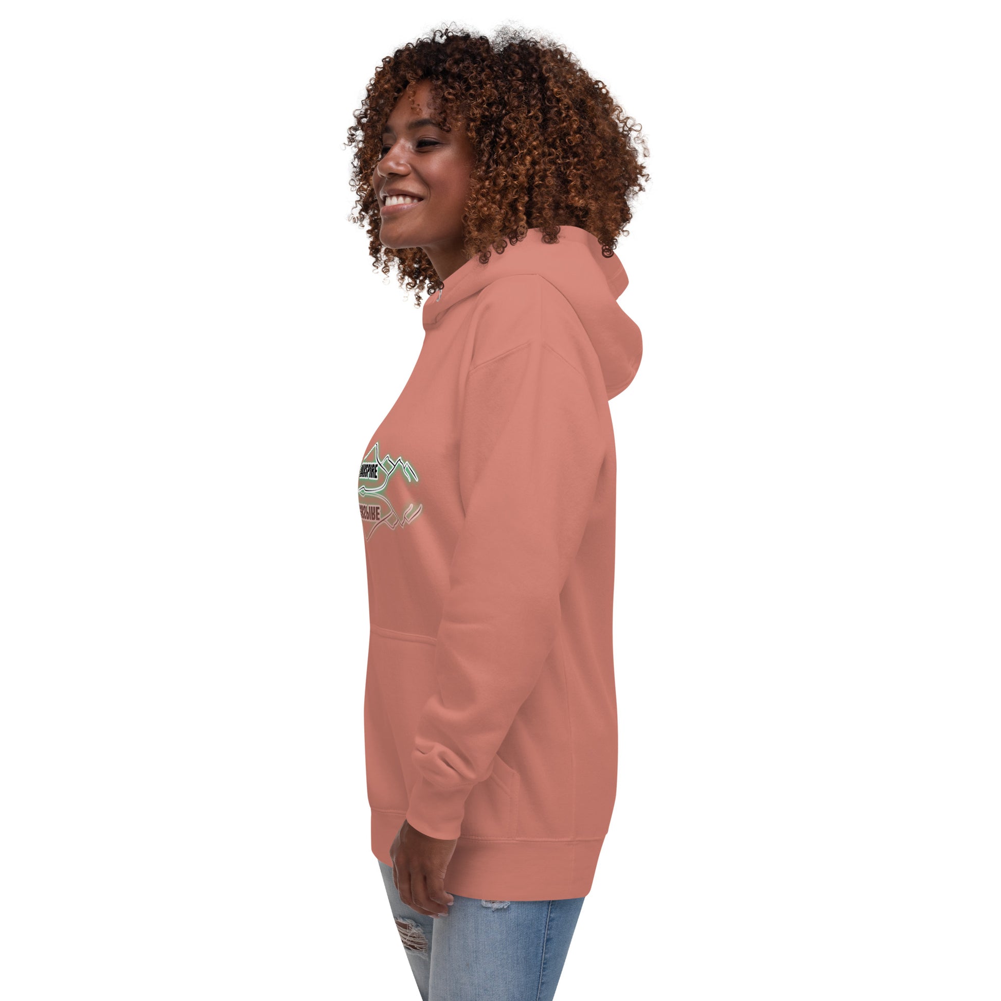 lightweight hoodie in dusty rose side view