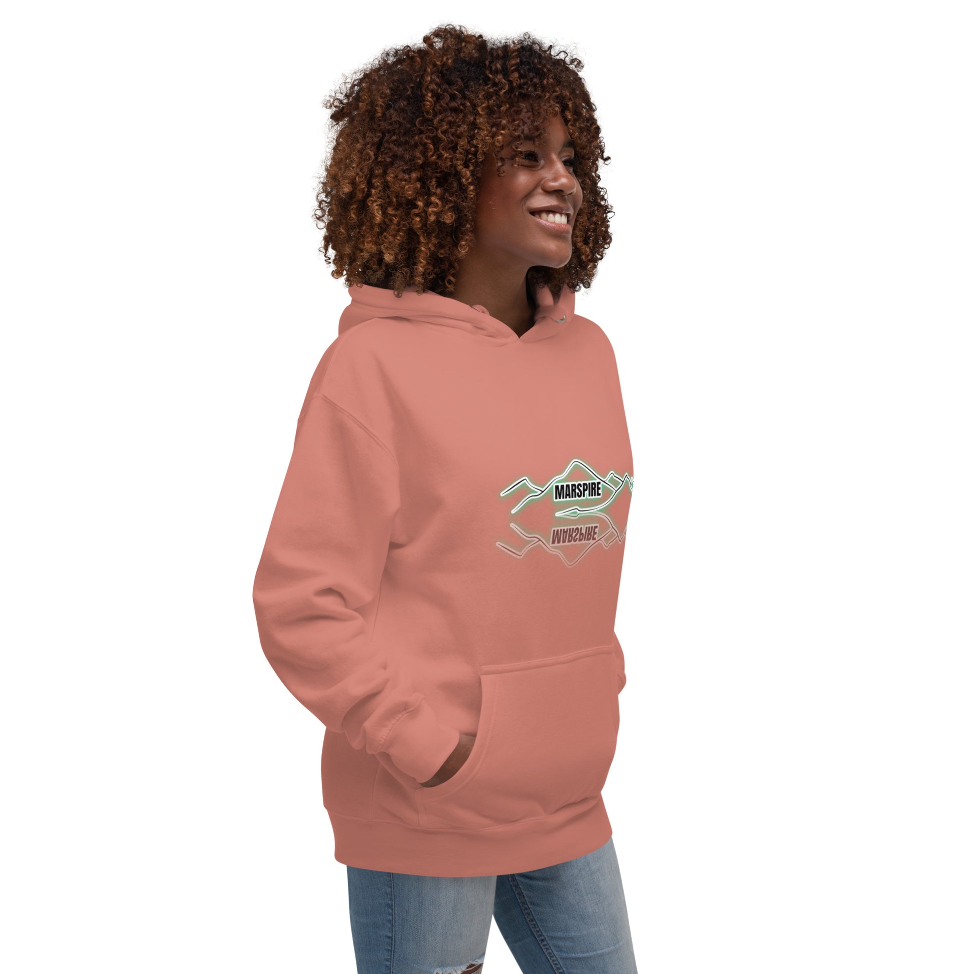lightweight hoodie in dusty rose right view