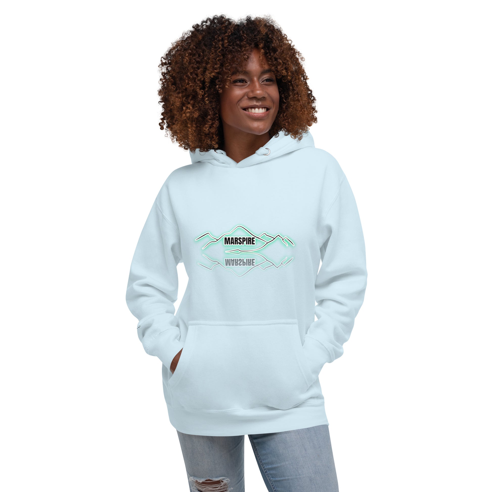 lightweight hoodie in sky blue - front view