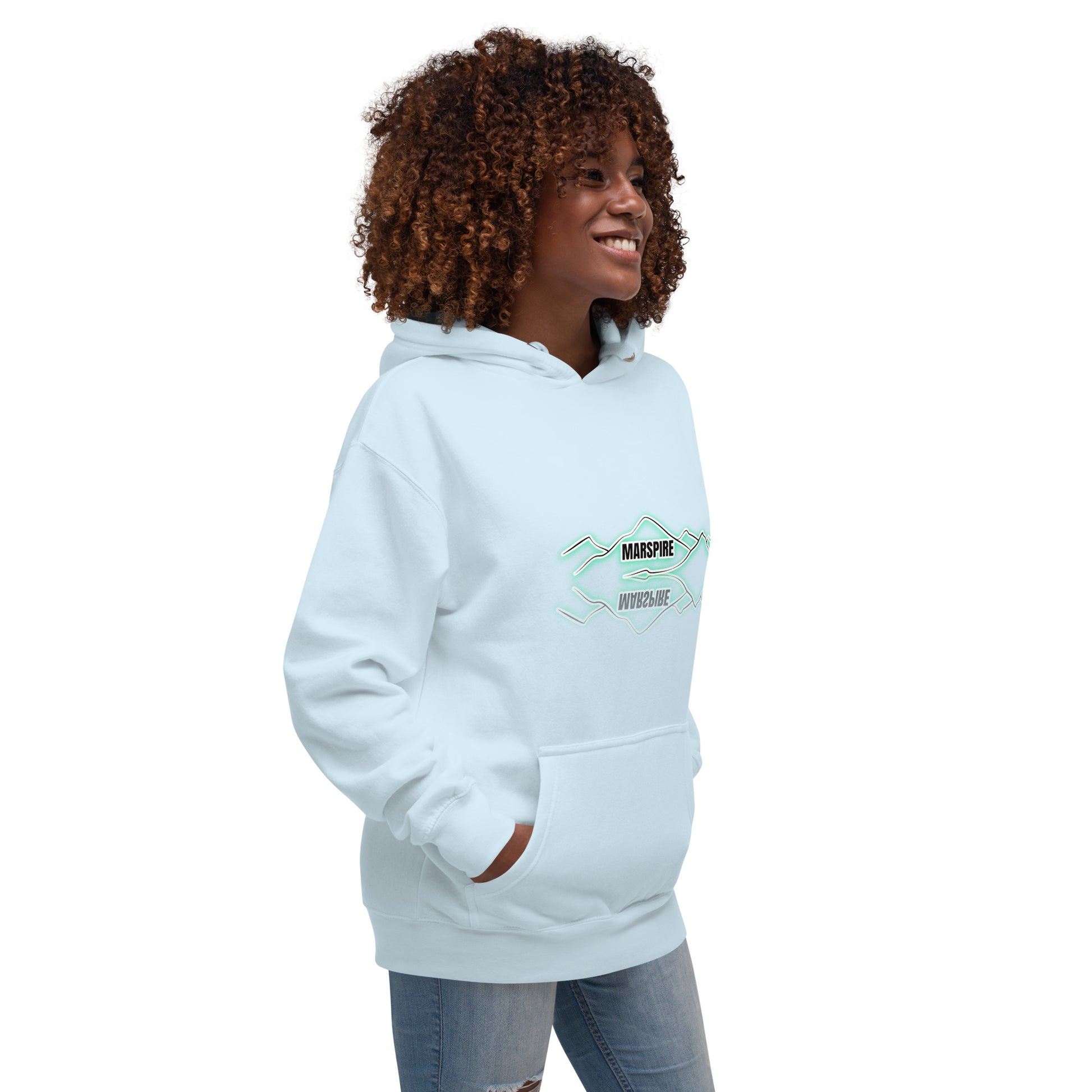 lightweight hoodie in sky blue - side view