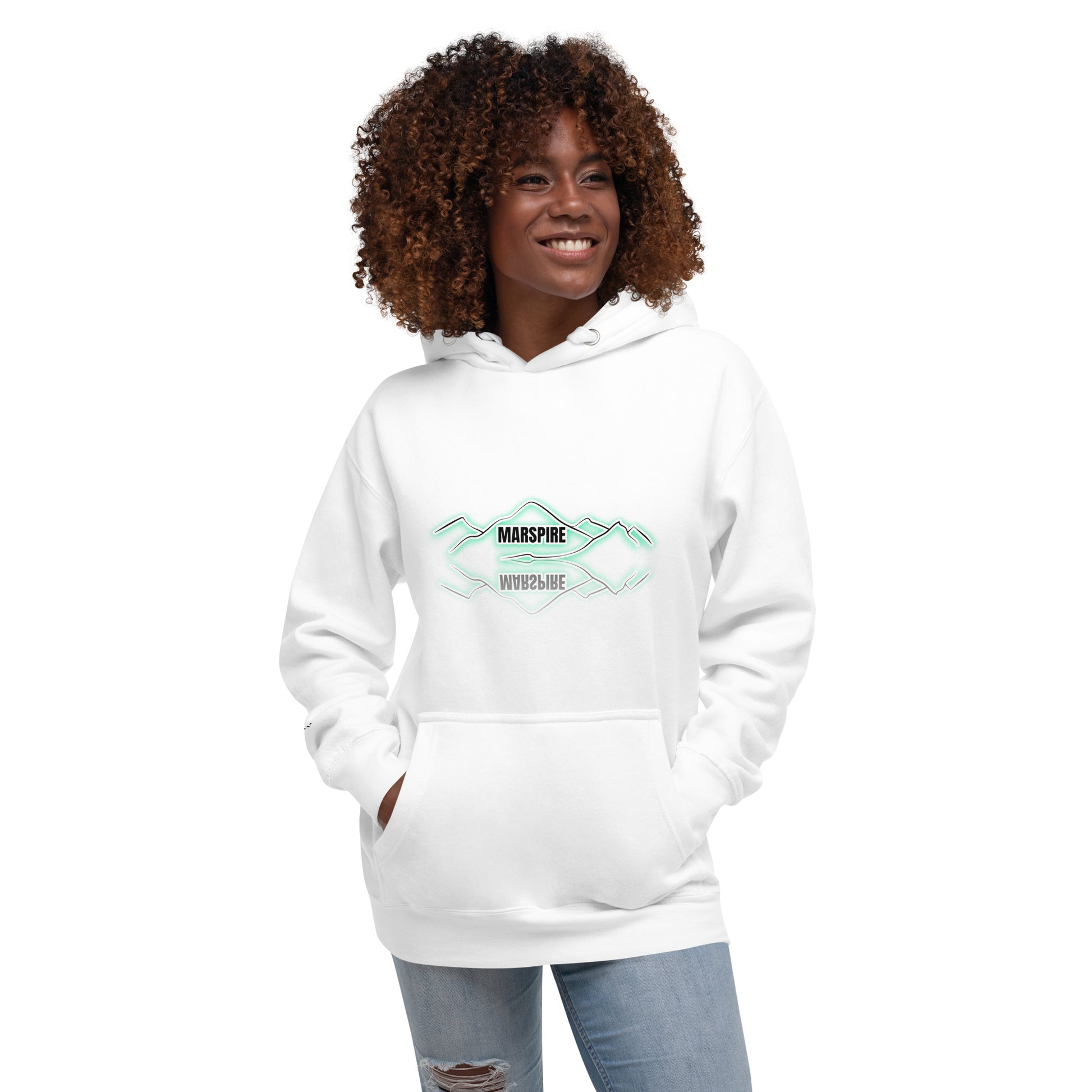 lightweight hoodie in white - front view