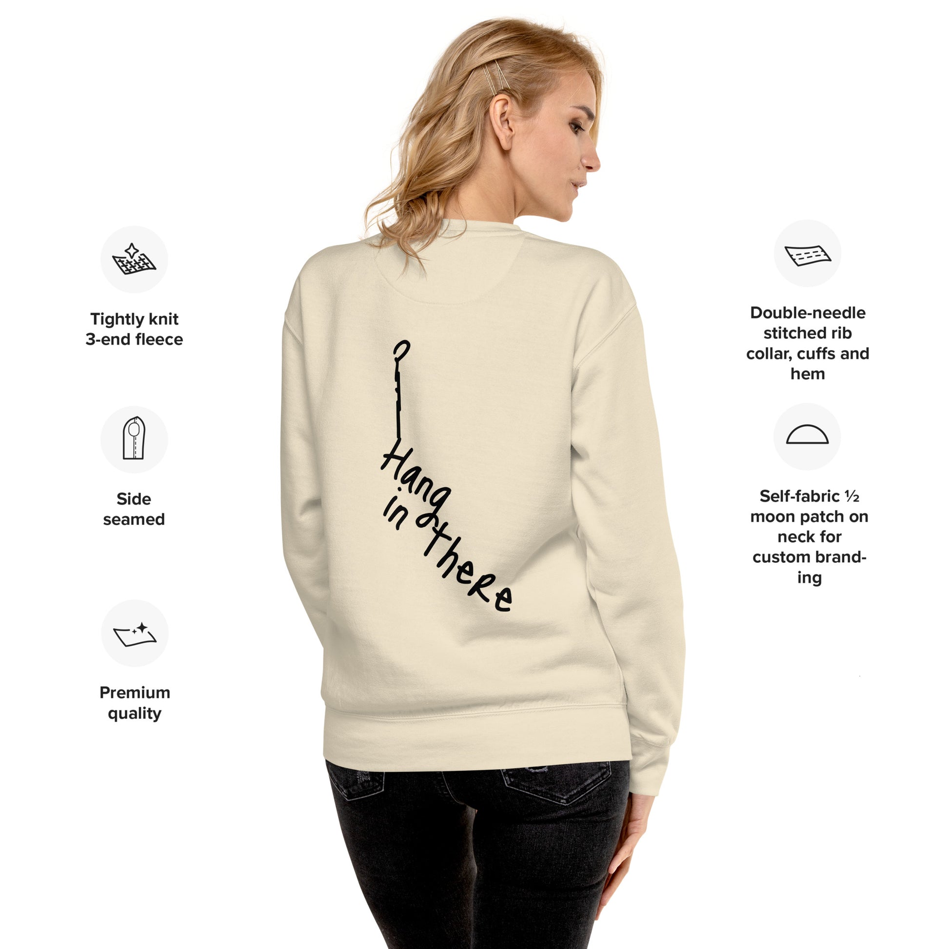 back view of bone long sleeve sweatshirt