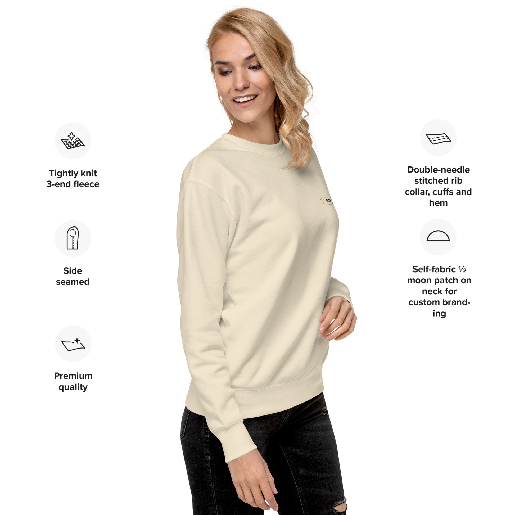 right view of bone long sleeve sweatshirt