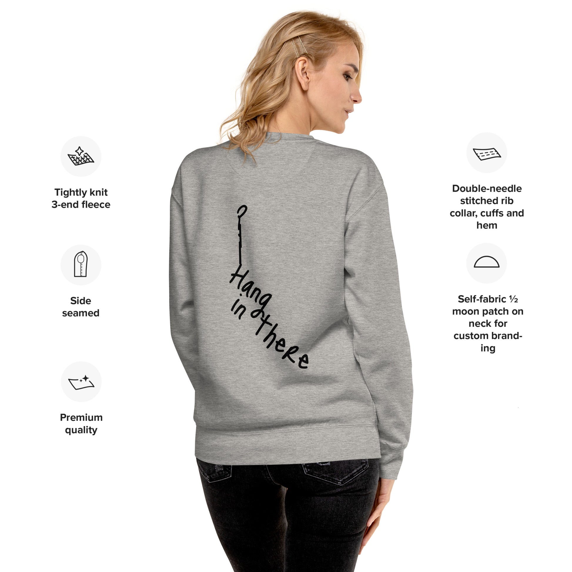 back view of carbon grey long sleeve sweatshirt