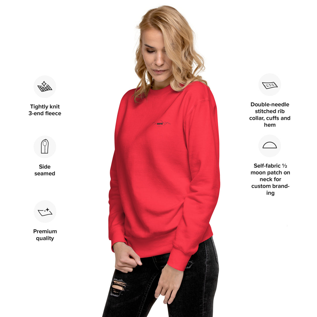 back view of team red long sleeve sweatshirt