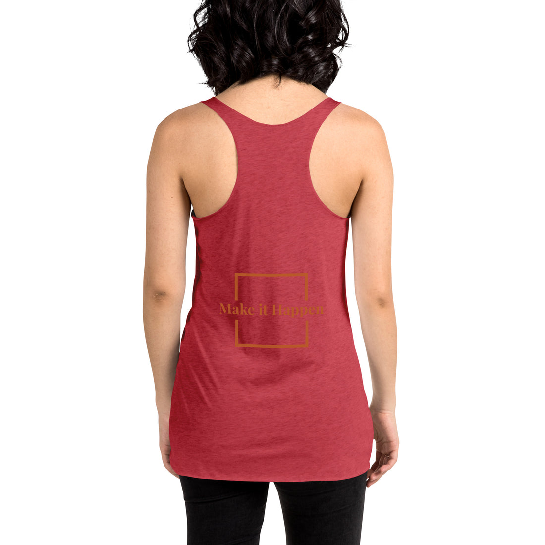 back view of vintage red women's racerback tank tops