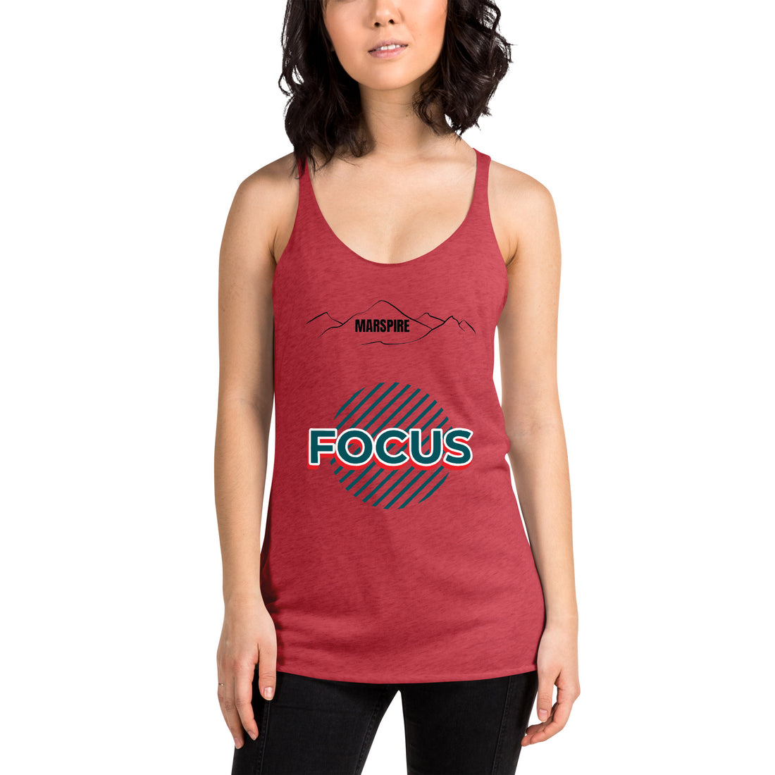 back view of vintage red women's racerback tank tops