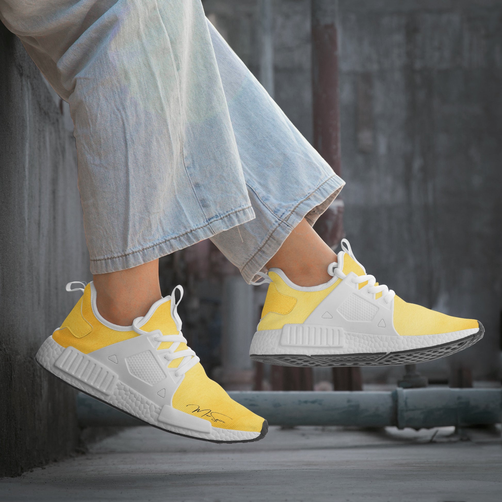 woman wearing athletic sneakers