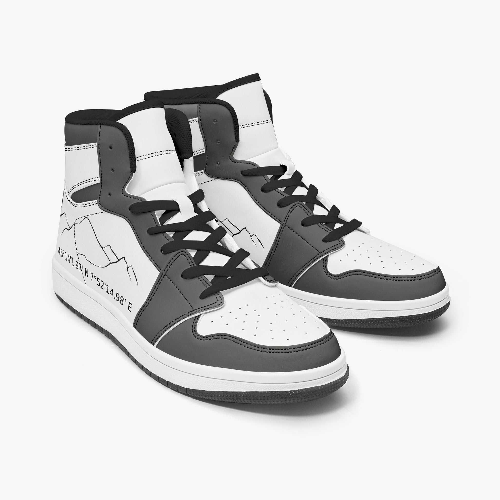 black & white high-top leather sneakers