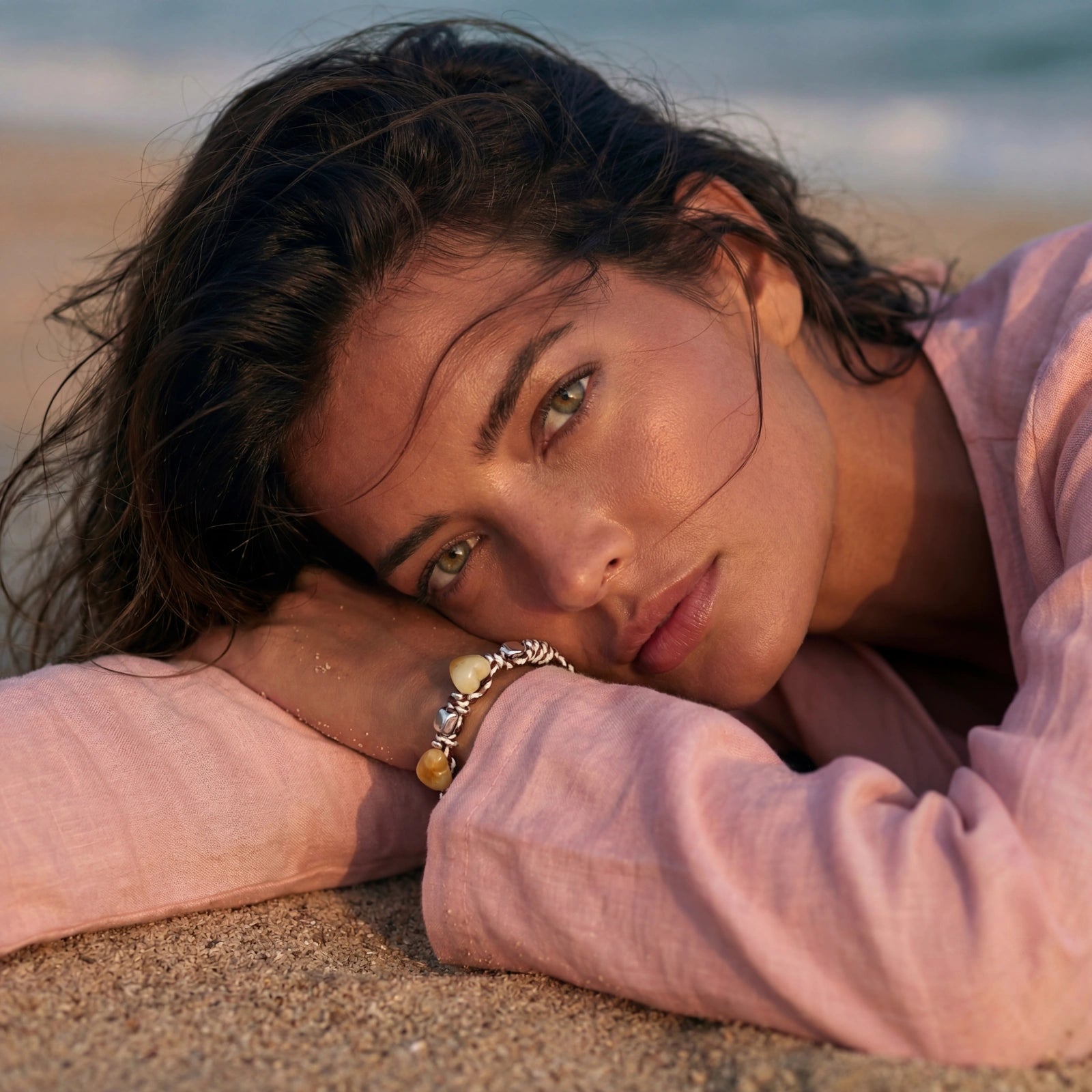 Amber Heart Cord Bracelet